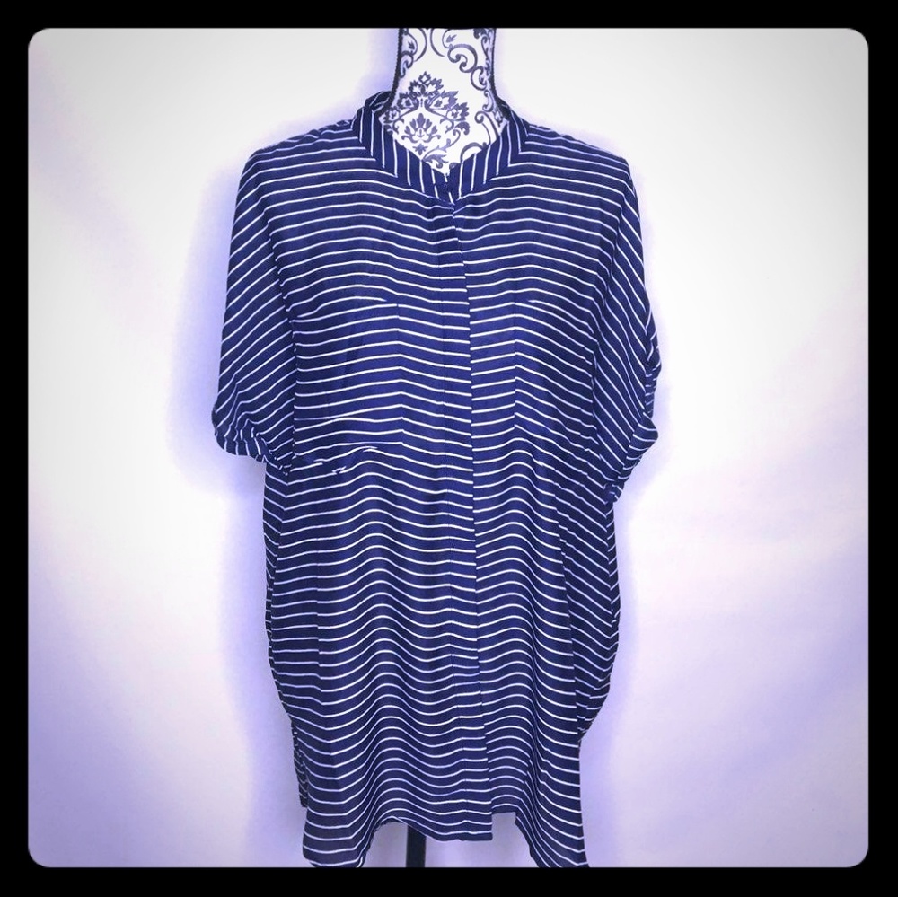 Navy blue and white striped tunic